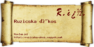 Ruzicska Ákos névjegykártya